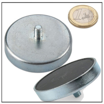 Ferrite External Threaded Stud Pot Magnet Ø 50mm Ferrite External Threaded Stud Pot Magnet Ø 50mm