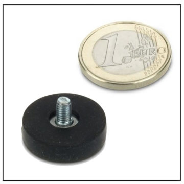 Rubber Coated Magnetic Pot with External Threaded Stem 22mm